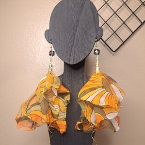 Elegant Orange Floral Earrings
